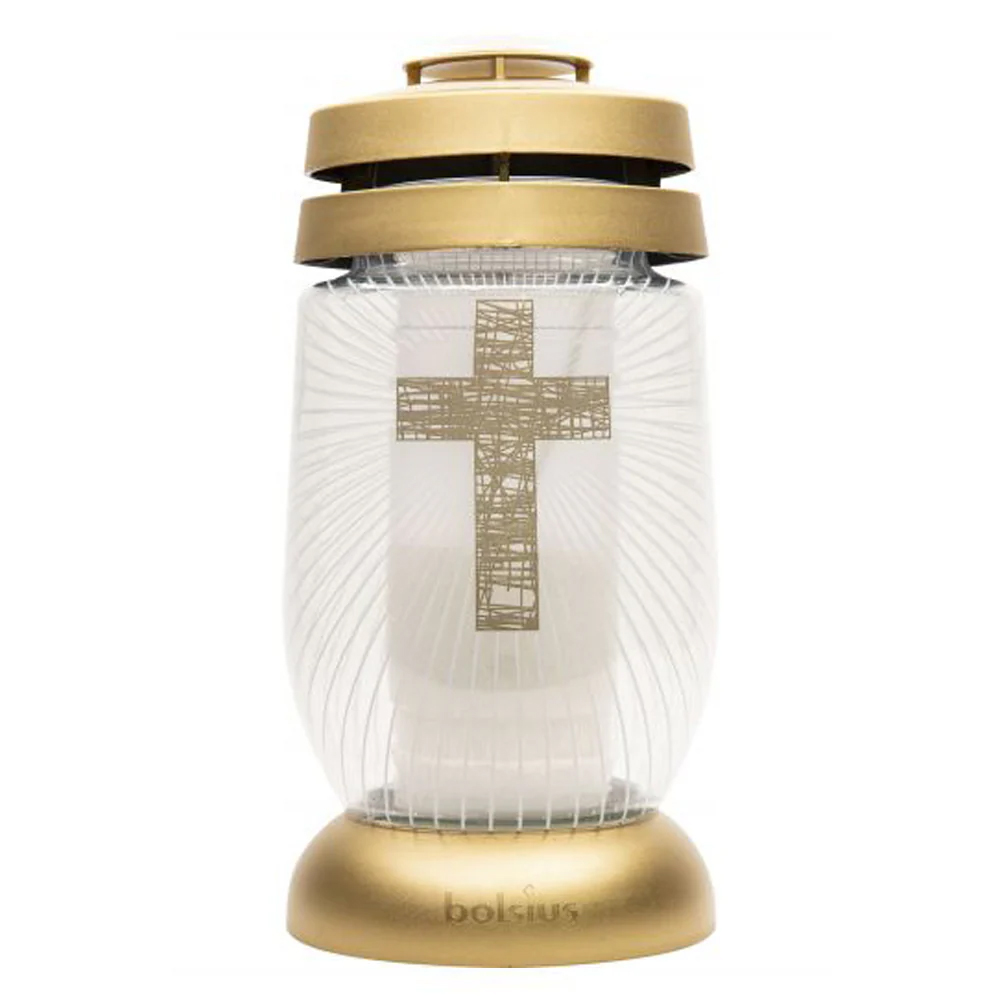 Candeeiro Vidro 36H Cruz Ouro